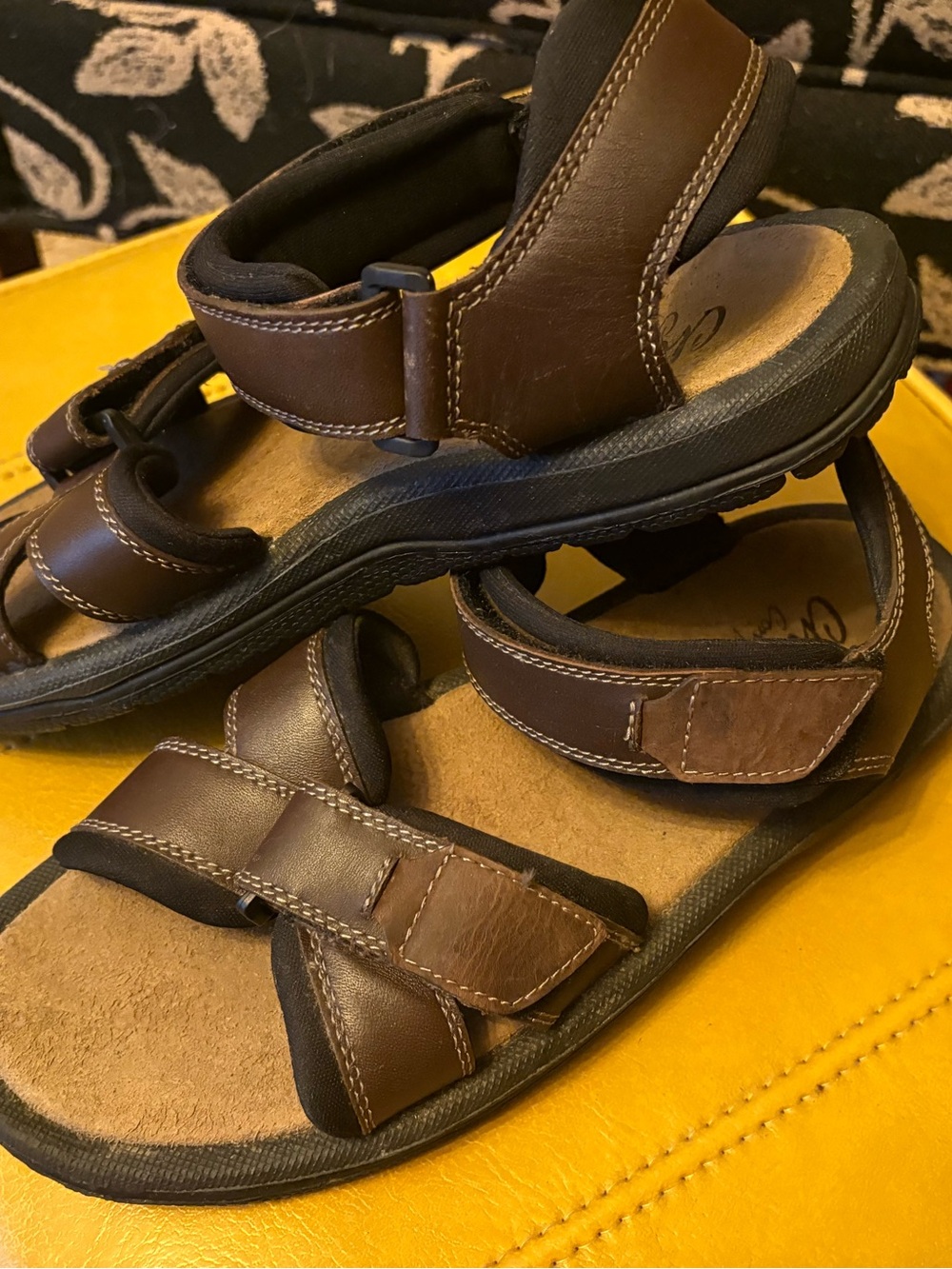 Brown Leather Velcro Sport Sandals